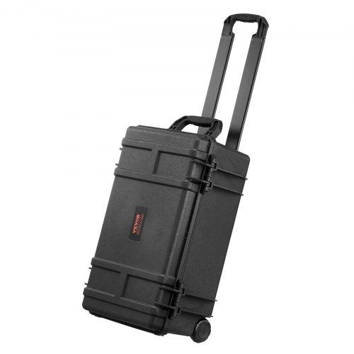 VEVOR Weatherproof Hard Case, Heavy Duty Protective Dry Box Case with Pre-cut Foam, Wheels & Retractable Pull Handles for Travel, Hunt, Military