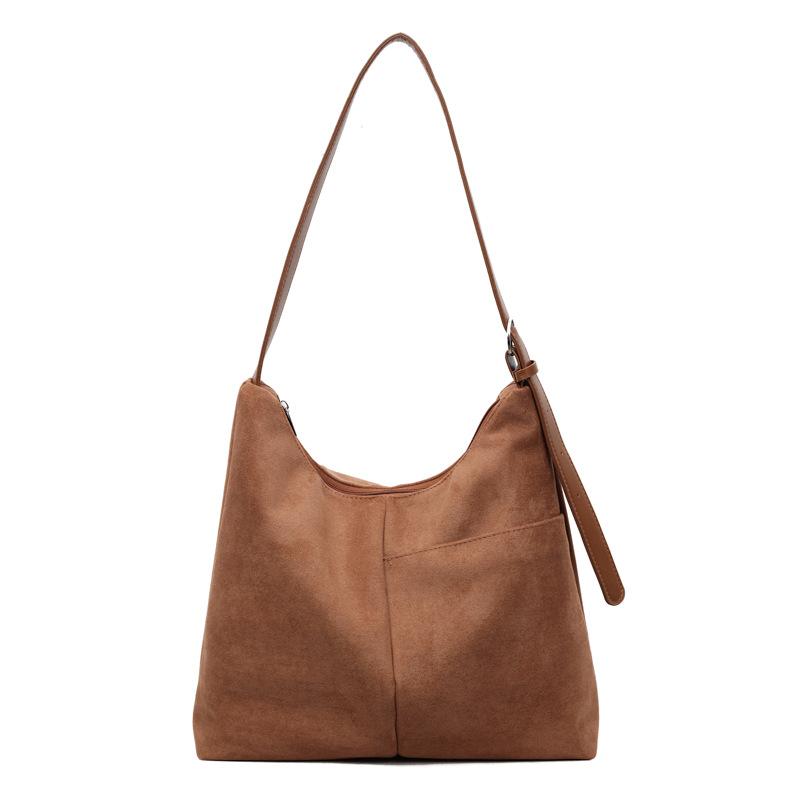 

New Versatile Crossbody Bags Women Fashi Suede Large Capacity Shoulder Bag Korean Trendy Tote Textured Casual Storage Bags коричневый