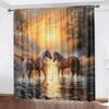 2 Pieces of Sunset Stream Horse Printed Curtains,30*65 Inches, Home Decoration, Room Decoration