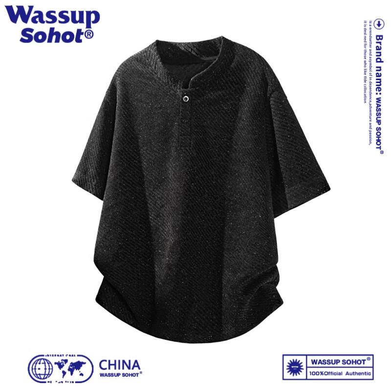 

Wassup Sohot Men s Striped Henley Short Sleeve T-Shirt 2XL