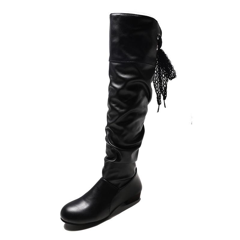 Europäische und amerikanische Mode-Stiefel dicke Absätze aber knielang hohe Ritterstiefel große Größe Damenstiefel