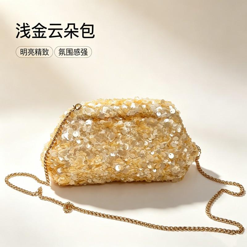 Cloud-Shaped Evening Clutch Bag With 3D Sequins Beads Wedding Party Formal Event Date Photoshoot