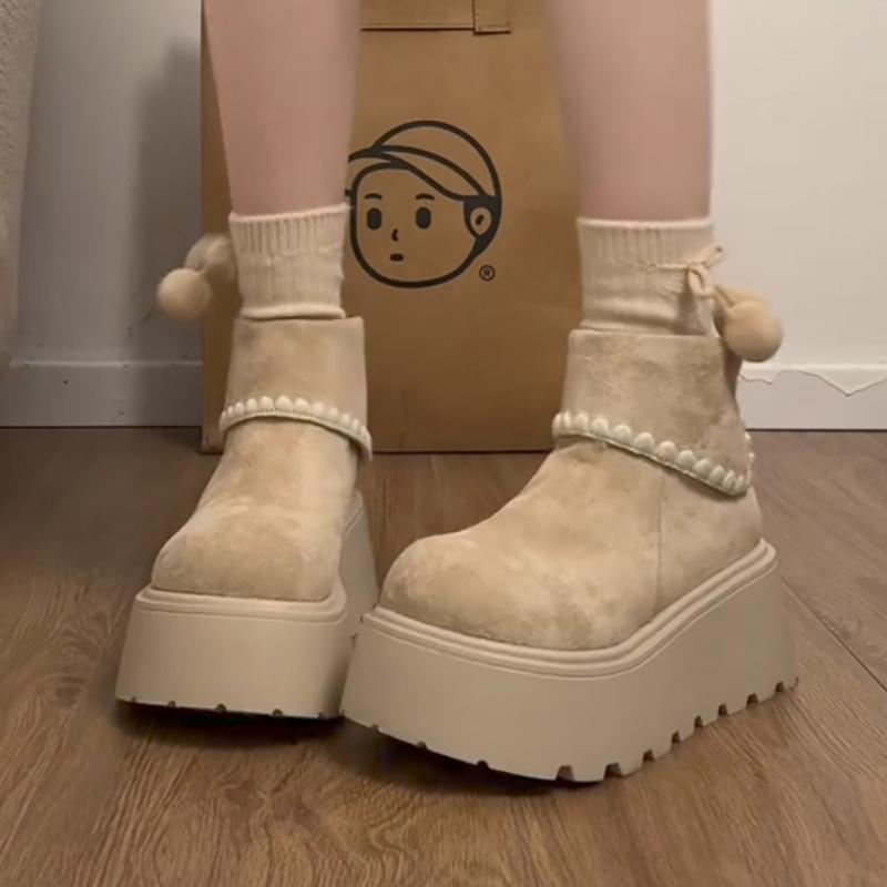 Fashion Flats Platform Women Ankle Boots Fashion Winter Suede Shoes Casual Dress Warm Snow Boots 2025 Designer Botas De Mujer Zapatos