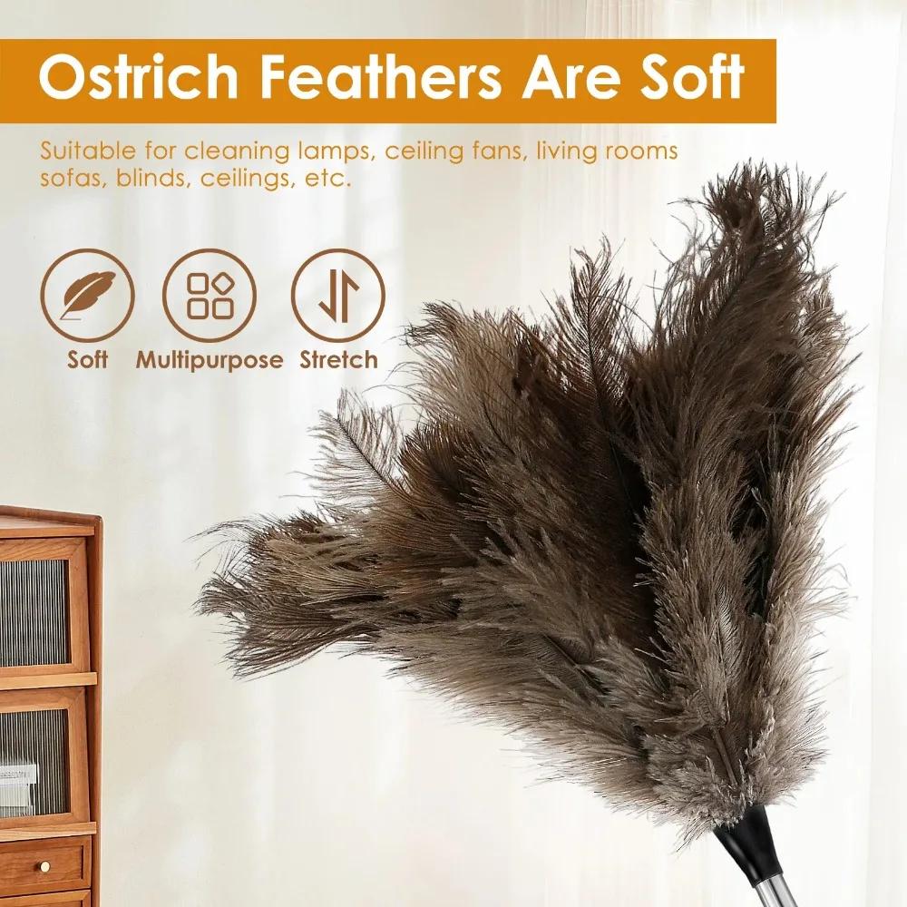 Scalable Dust Duster Long Handle Ostrich Hair Dust Remover Household Desktop Cleaning Brush Anti-static Fan Furniture Clean Tool