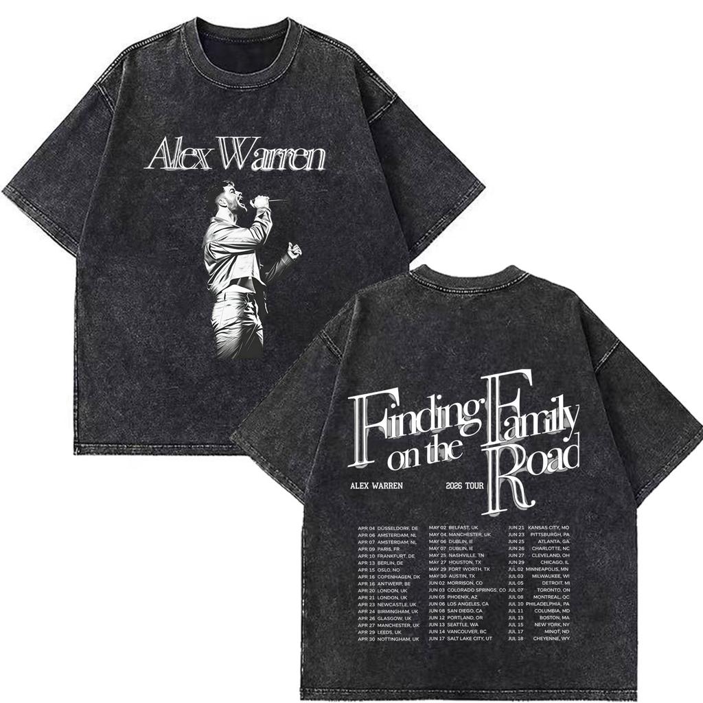 Alex Warren 2026 Tour Graphic Merch Vintage Washed T Shirt Men Women Hip Hop Fashion Tshirts Short Sleeve Cotton Loose T Shirts
