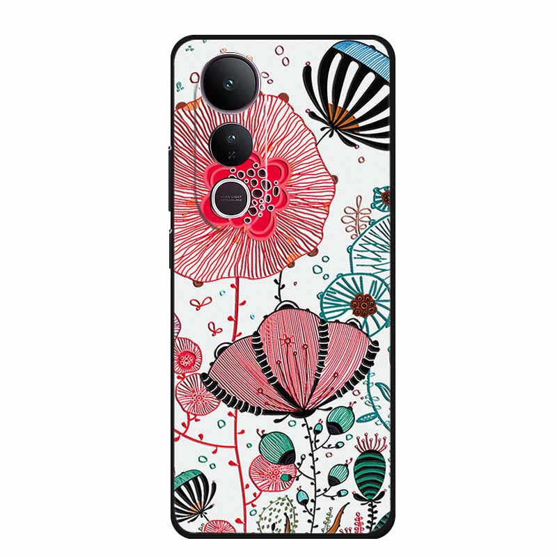 3D Emboss Case For Vivo V50 Lite 4G Phone Case V 50 lite Coque Flowers Silicone Soft Back Cover Funda For Vivo V50 Lite 5G Case