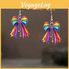 Rainbow Creative Bow Women Acrylic Earrings For Casual And Wearing Office