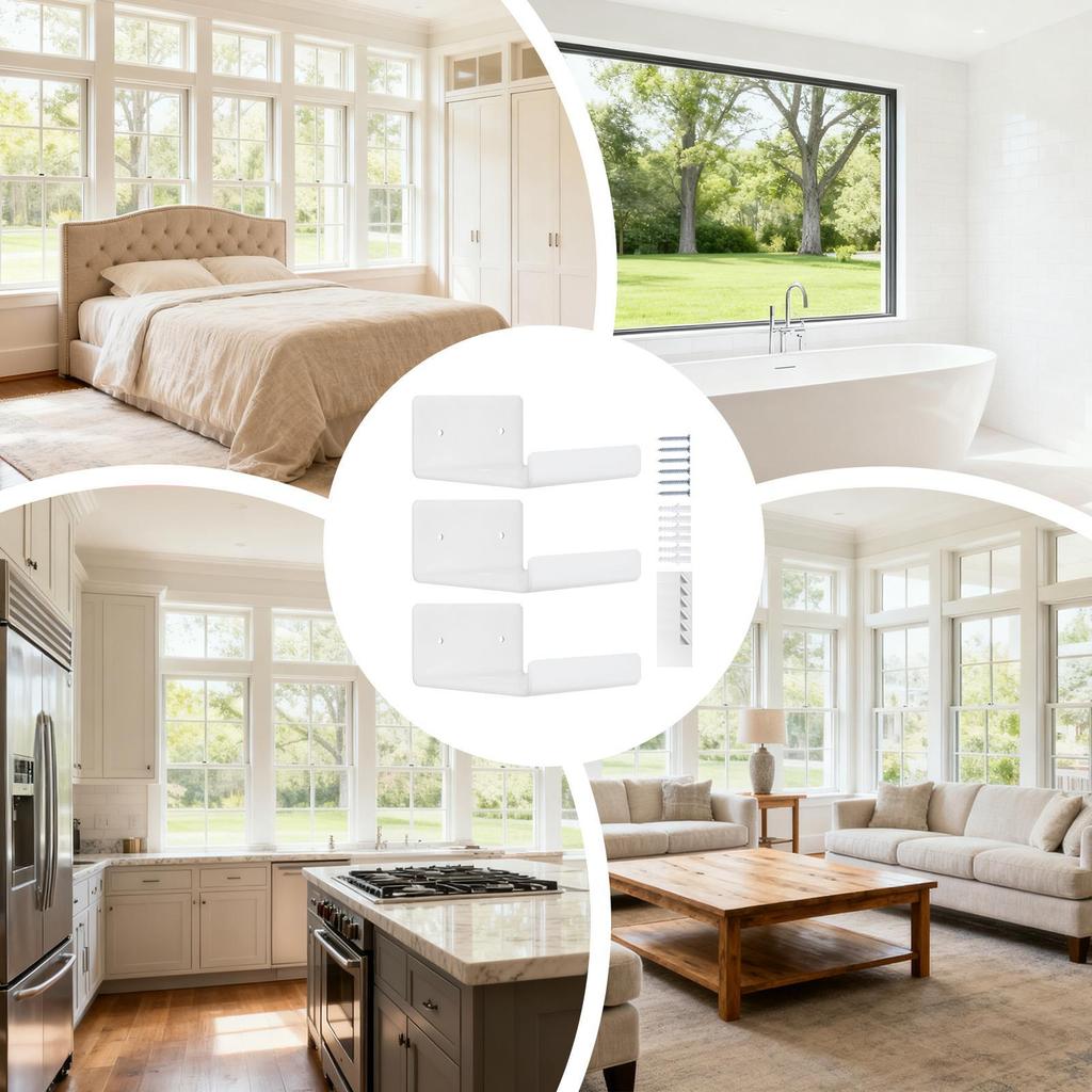 Acrylic Floating Shelves 3 Pieces Photo Frame Organizer Wall Mounted Book Shelf For Renters Designers Students Office Shop Hotel