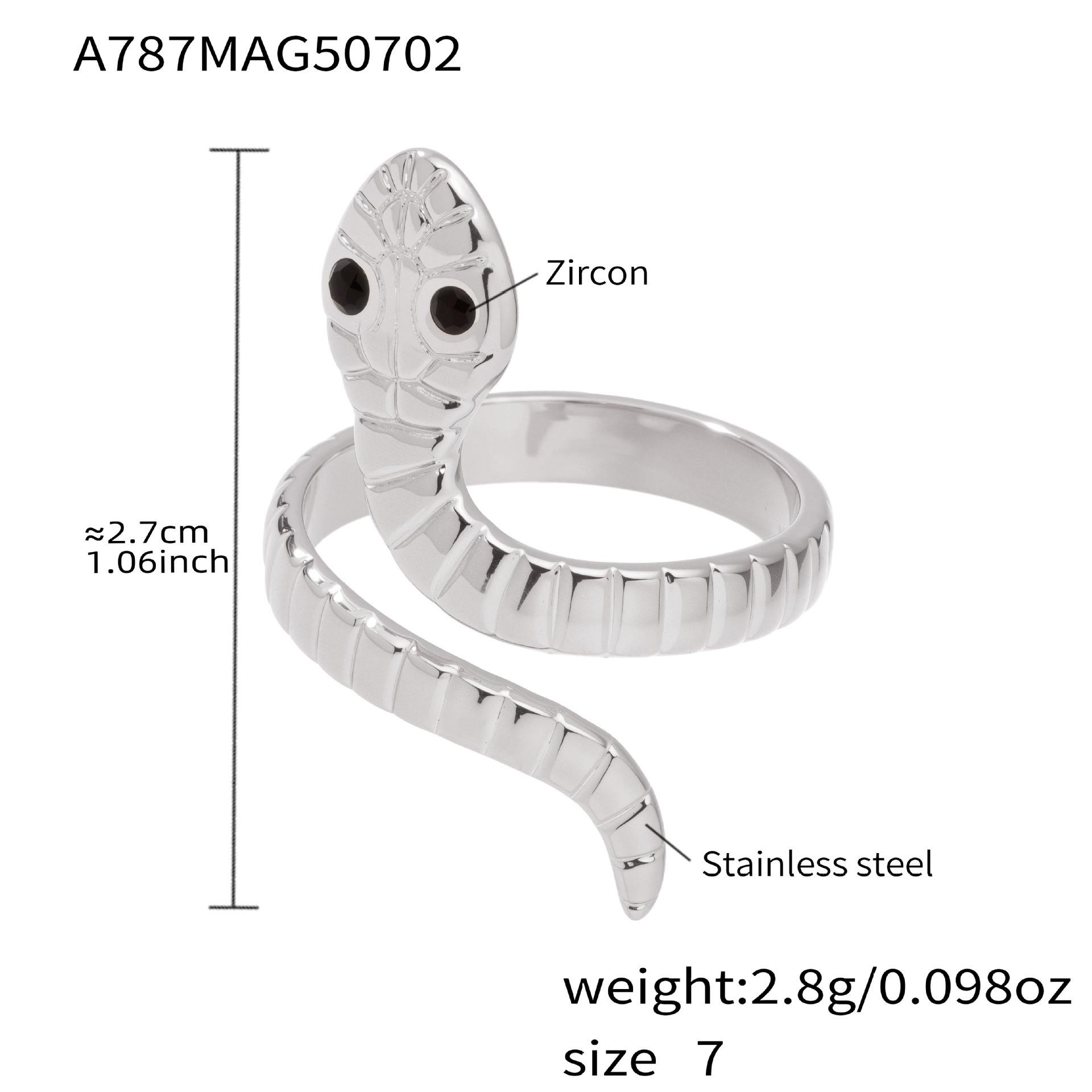 Qiong Yao 18K Gold-Plated Stainless Steel Snake Ring, Niche Design, Celebrity Style Index Finger Accessory Size 7