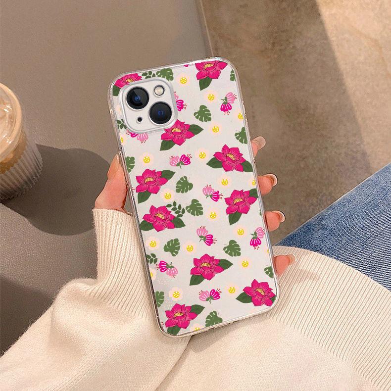 Luxury Daisy Flower Leaf Pattern Phone Case For iPhone 17 15 14 16 13 12Mini 11 Pro Max XS XR 7 8Plus Transparent Soft Cover Bag