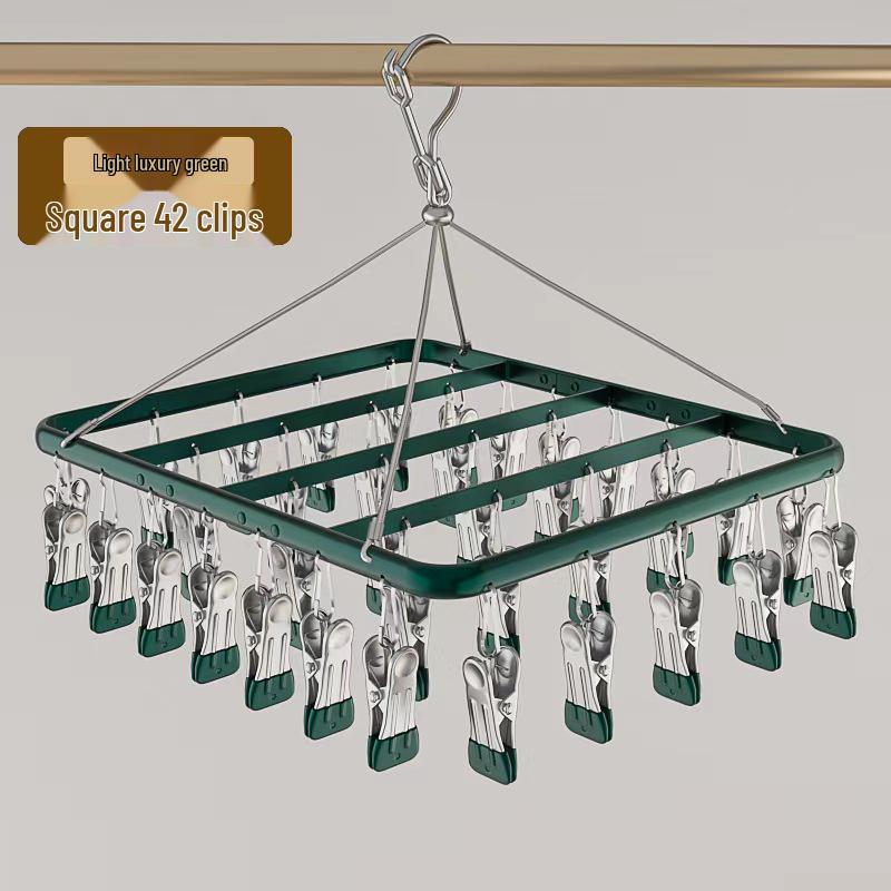Aluminum Alloy Multi-functional Clothes Drying Rack with Clips for Balcony Storage