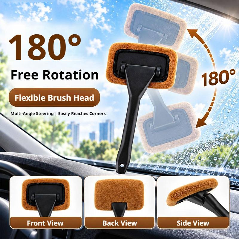 SEAMETAL Car Window Cleaning Brush Windshield Defogging Wiper Glass Cleaner Tool Rotatable Brush Head