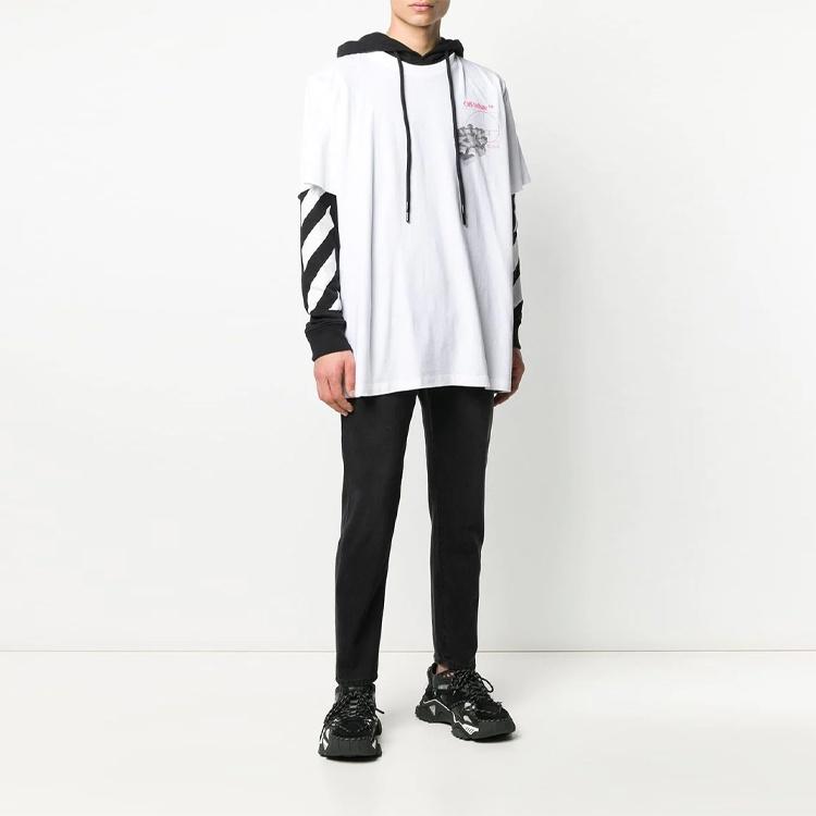 Herren Weiß Off-White Armdruck Lockerer Schnitt Weiß OMAB033R201850120188
