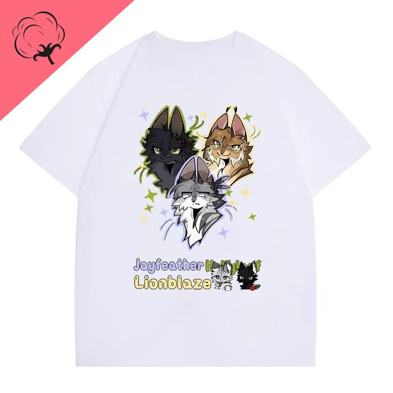 Neuer Stil Warrior Cats T-Shirt Heißer Verkauf Katzenliebhaber Tee Kurzarm Baumwolle Rundhalsausschnitt Kawaii Beliebte Y2k Kleidung Unisex Oberteile