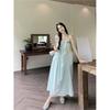 Summer Seaside Mint Green Suspender Dress Vacation Style Skirt Women's Macaron Travel Wear Beach Dress
