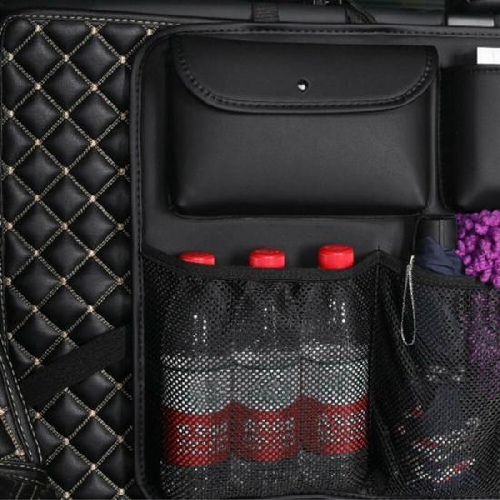 PU Leather Car Rear Seat Storage Bag Trunk Organizer Car Interior Accessories