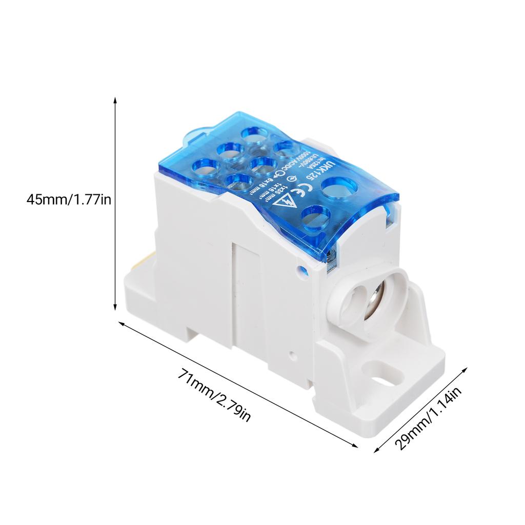 1 Pack 6 Positions Screw Terminal Strip Blocks with Cover Junction Box Branch Box Din Rail Terminal Block Wire Box
