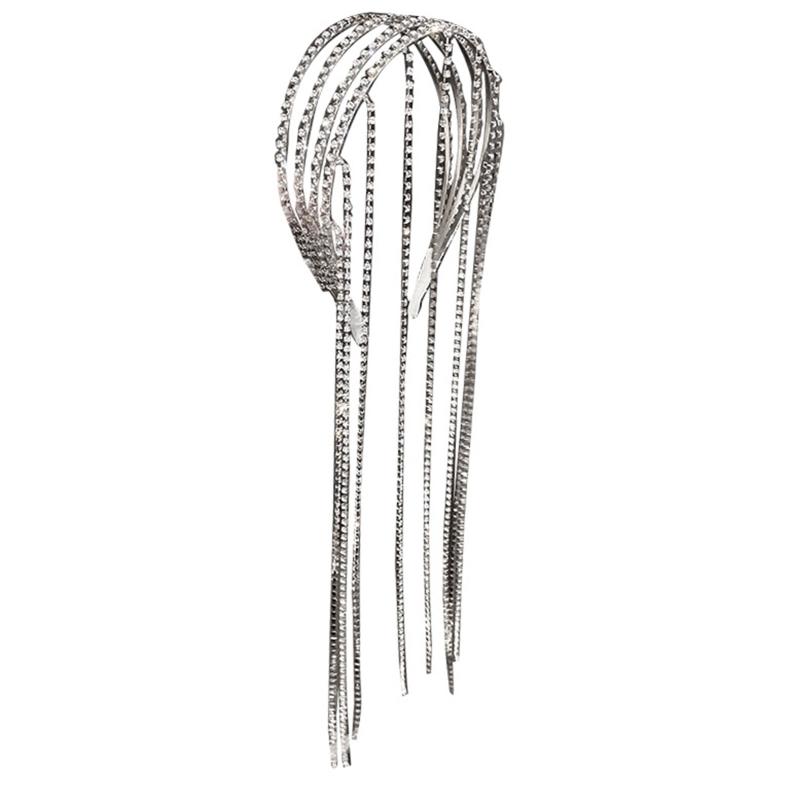 

Delicate Crystal Headband Full for Rhinestone Hair Chain Hair Clip Long Tassel Hair Hoop Jewelry for Art-themed Parties 1