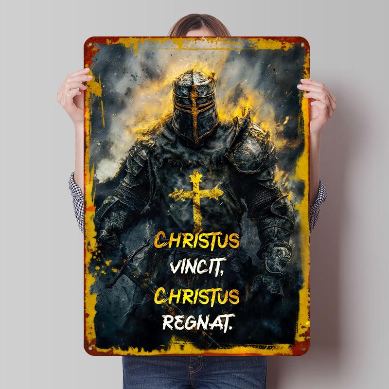 

Christ Conquers House Decor Retro Decoration At Home Decorations Man Cave Vintage Metal Plate Posters on the Wall Art Ornaments 7.9x11.8In(20x30cm)