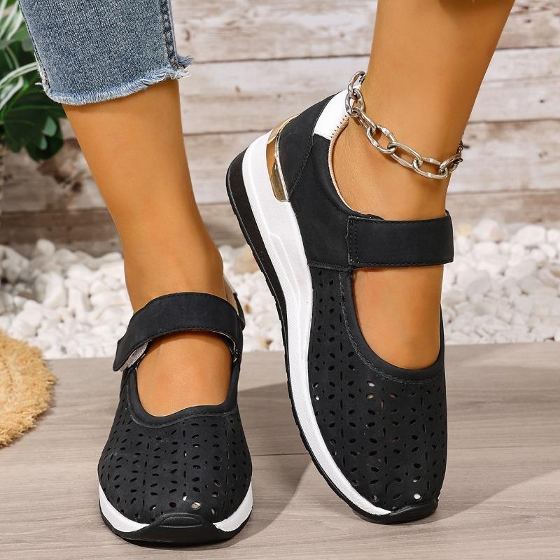 Fashion Hollow-out and Breathable Wrapped-head Single Shoes Women's New Summer Round-toe Shallow-mouth Platform Flat-sole Low-top Shoes