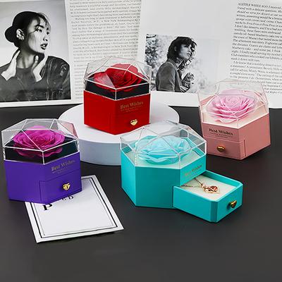 Sevgililer Günü Mücevher Kutusu Romantik Sabun Çiçek Dekoratif Paketleme Kutusu Yüzükler Kolyeler Küpeler Hediye Aksesuarları İçin