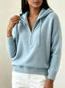 2026 Autumn/Winter European & American Women's Solid Color Zipper Hooded Knit Sweater