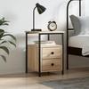 Bedside Table - Maison Exclusive - Sonoma Oak - Engineered Wood - Iron Frame, Adjustable Feet