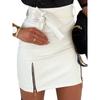 Womens PU Leather High Waist Pencil Skirt Wet Look Zipper Bodycon Mini Dress