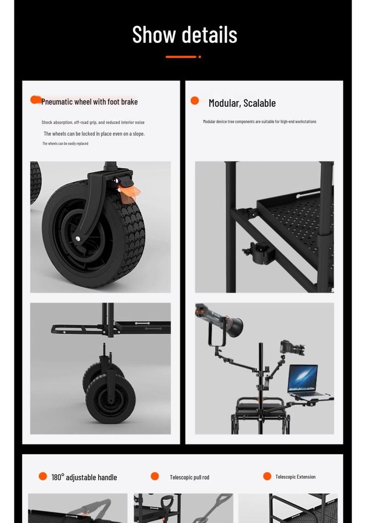 Outdoor Folding Photography Equipment Storage Cart