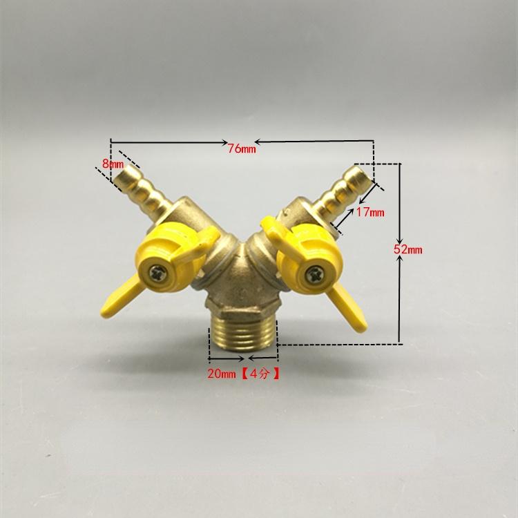 6mm 8mm 10mm 20 Schlauchtülle Y-Stück Drei 3-Wege Messing Absperrkugelhahn Rohrverschraubung Verbinder Adapter für Kraftstoff Gas Wasser Öl Luft