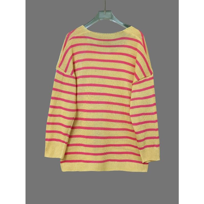 Women S V Neck Long Sleeve Striped Knit Pullover Sweater