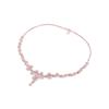 Rose Dazzling Cubic Zirconia Floral Brass Necklace & Earring Set For Women