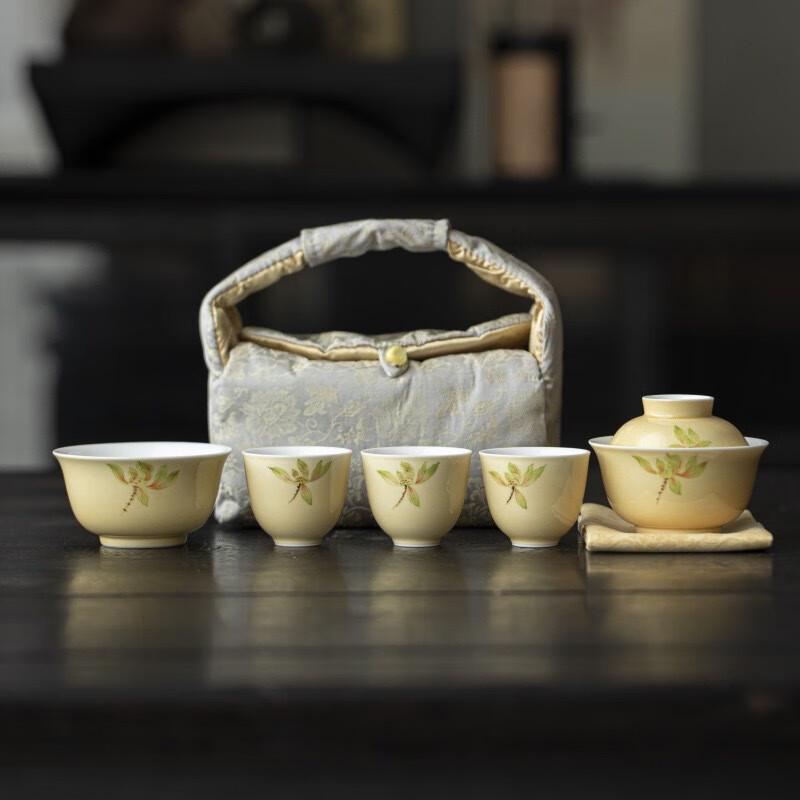 Hand-painted Magnolia Ceramic Travel Tea Set