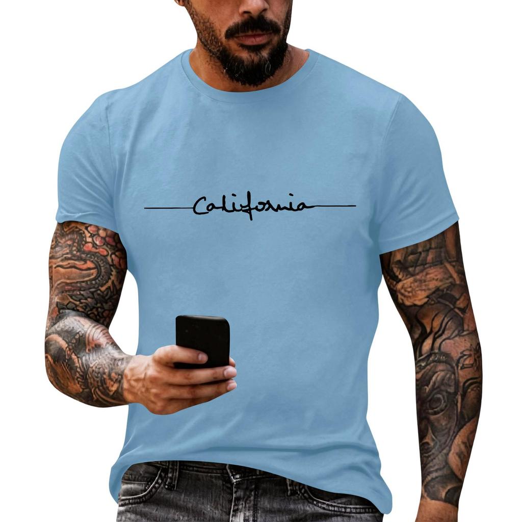 Men's Printed Graphic T-Shirt, Casual Loose Fit Short Sleeve Tee Top