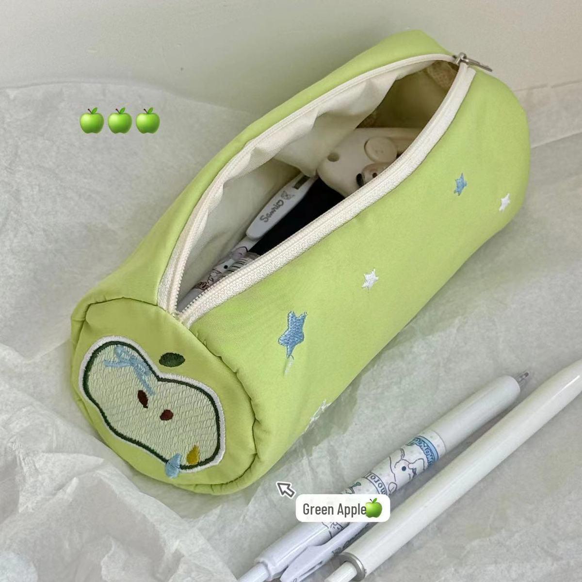 

Милий пенал із вишитою зіркою зеленого яблука, велика сумка для зберігання