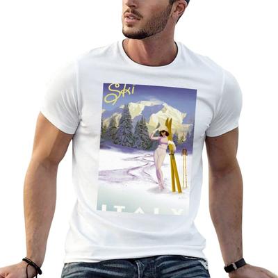 Vintage Italian Ski Sport Poster Ski Italy TShirt Simple Trendy Casual TShirt