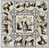 130CM Silk Scarf Women Large Shawls War Horse And Knight Print Stoles Square Bandana Kerchief Scarf Female Foulards