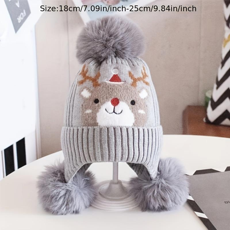 Weihnachtselch-Mütze für Jugendliche mit abnehmbaren Ohrenklappen & Pompon - Weiche, dehnbare, warme Wintermütze für Jungen & Mädchen