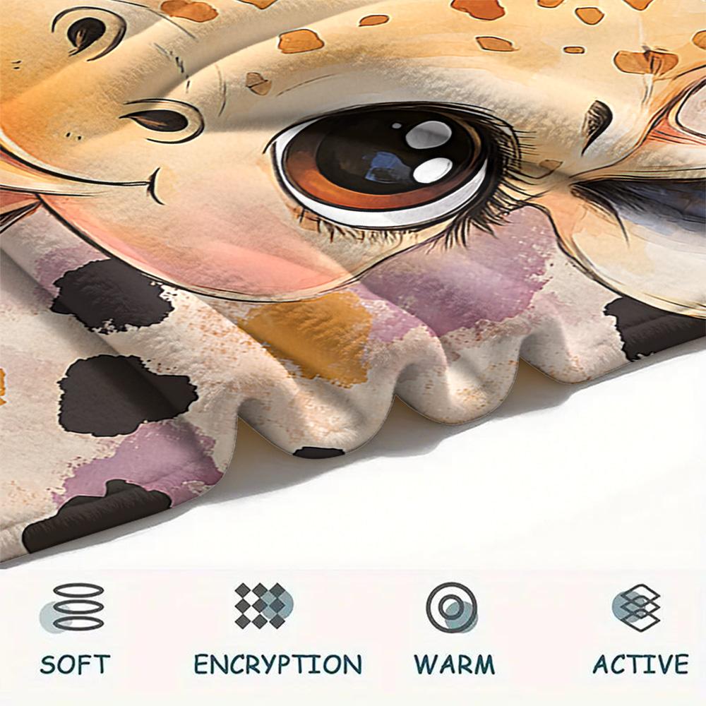 Giraffe Print Flannel Blanket, High quality Comfortable for All Seasons, Home Decor, Warmth and Comfort, Perfect for Christmas Gifts