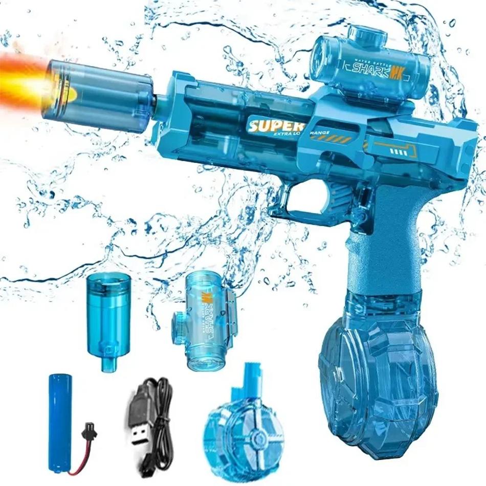Children High Pressure Electric Water Gun Toy Summer Outdoor Beach Pool Fight Games Toys Kids Automatic Water Guns With Lights