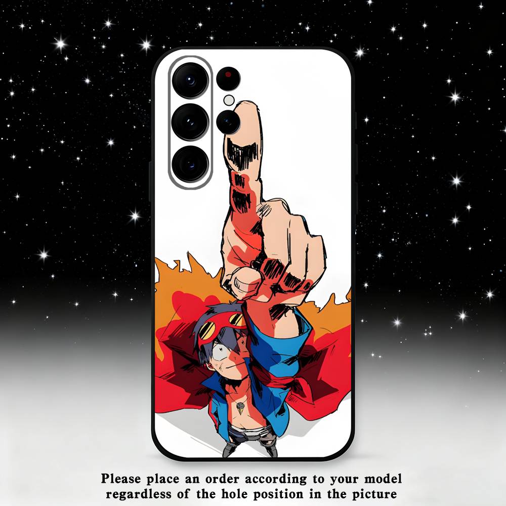 Coque de téléphone dessin animé G-Gurren L-Lagann Pour Samsung S25,S24 Ultra,S20,S30 plus,S22 plus,S23,S30 Ultra 5G Coque Noire en Silicone