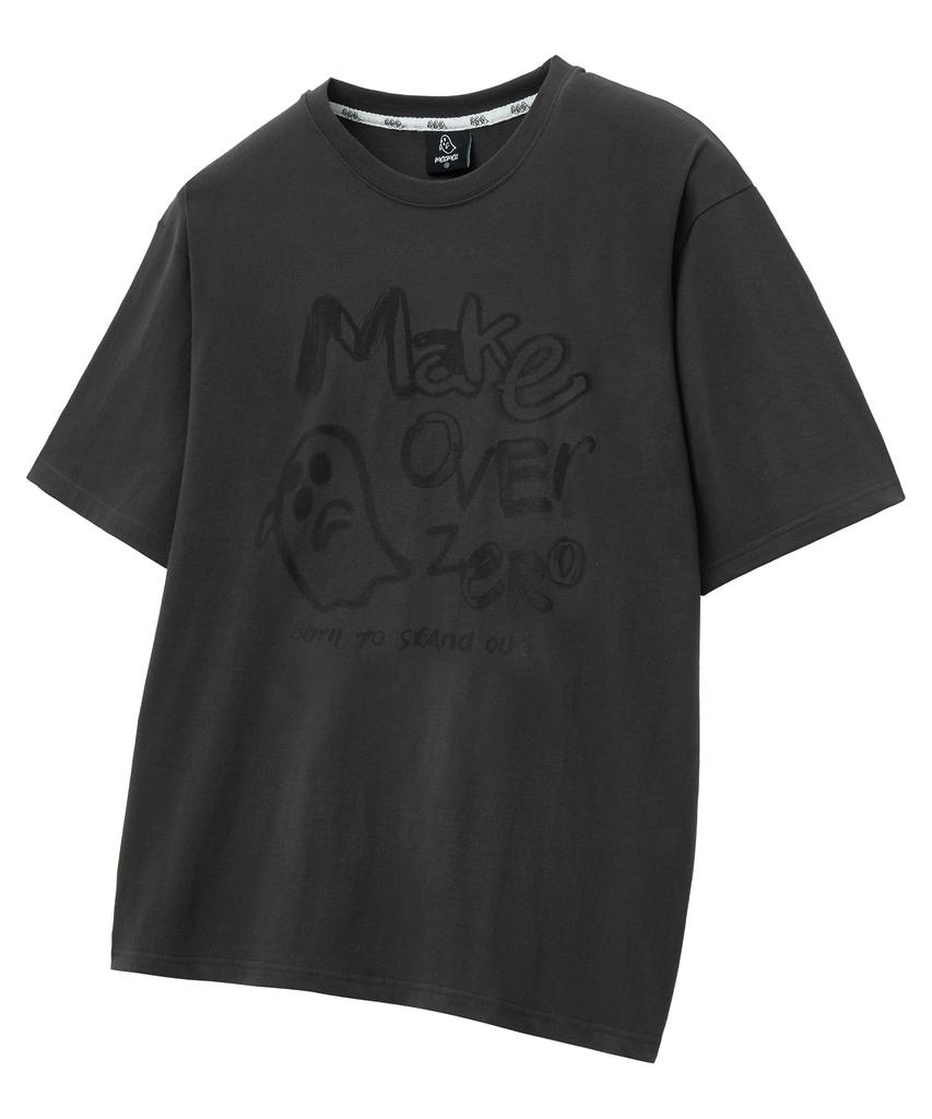 MOZMOZ Ghost Drawing Oversized Short Sleeve T-Shirt Charcoal