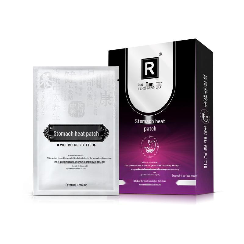 Romano Gastric Heat Patches (4-Pack) for Stomach Pain Relief and Warming, Aiding Spleen and Stomach Deficiency and Abdominal Discomfort.