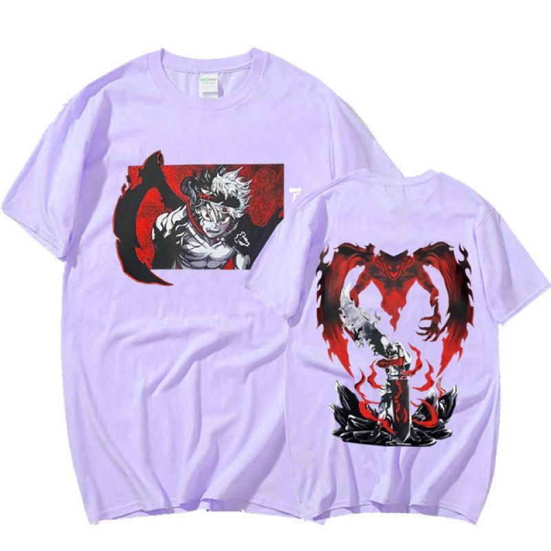 Japansk Anime Black Clover T-shirt Asta Dubbelsidig grafisk T-shirt Harajuku Summer Casual Cotton Oversized T-shirts Par
