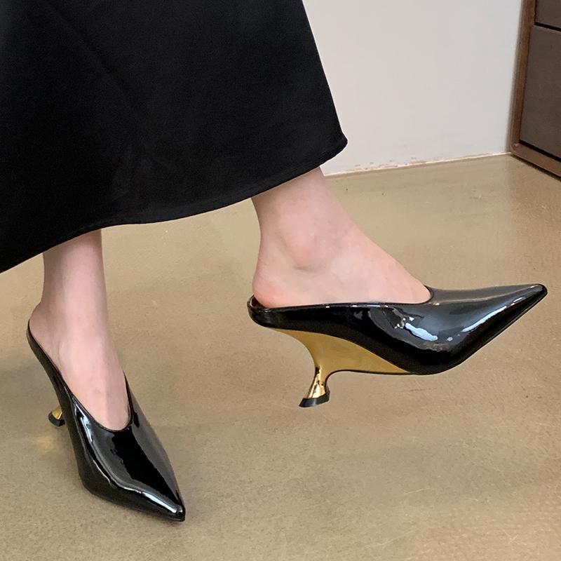 Fashion Pumps High Heels Slides Shoes For Women New In 2025 Fashion Female Pointed Toe Footwear Ladies Strange Heels Shoes Mules