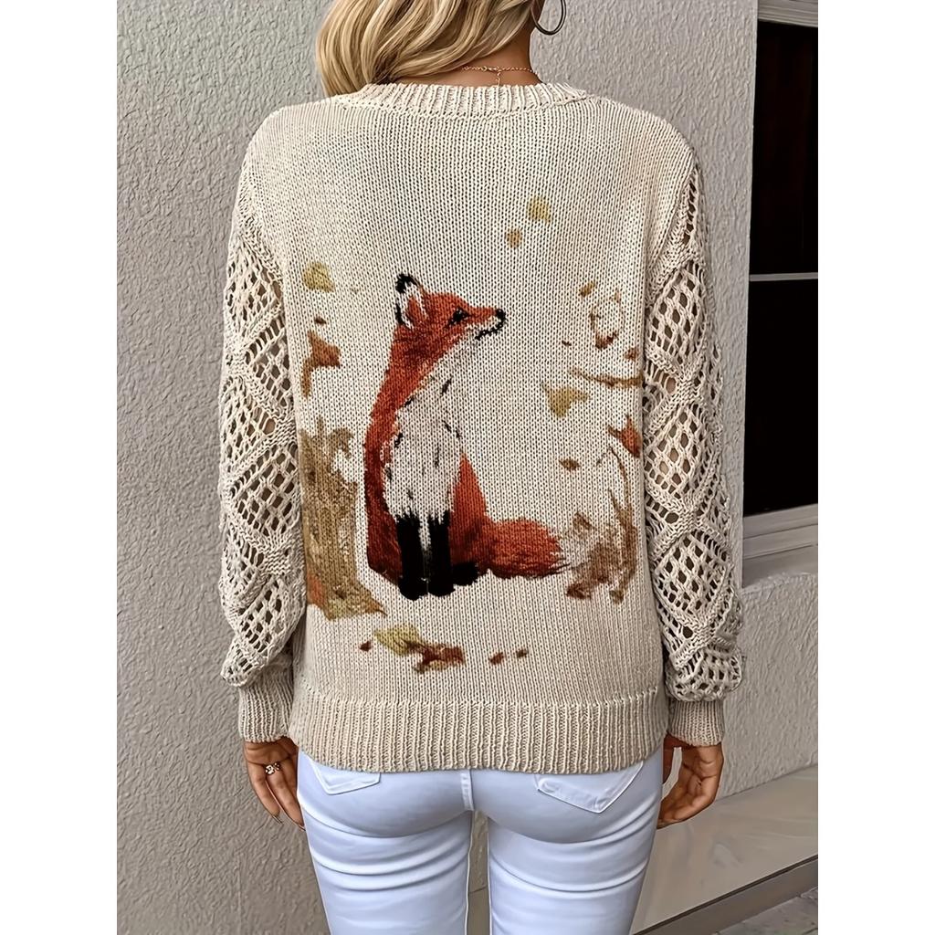 Elegant Autumn and Winter, Bohemian, Western-style Versatile Pullover V-neck Long Sleeved Women's Top, Trendy Women's Knitted Sweater