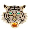 Fashion Roaring Tiger Brooches Rhinestone Gold Silver Tiger Head Pin Alloy Casual Animal Badge Jewelry Gift