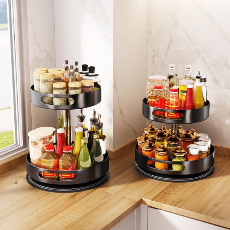 Drehbares Küchengewürzregal: Starke Tragfähigkeit Gewürz-Ecke für Öl, Salz, Soße und Essig