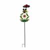 Frog Garden Stake Whimsical Metal with Foliage Base Outdoor Yard Art for Gardeners,