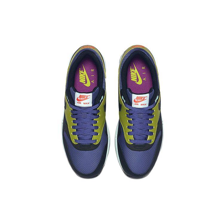 Nike Air Max 1 Comfortable Breathable Leather Low Top Running Shoes Men Sneaker Yellow Purple 537383-403